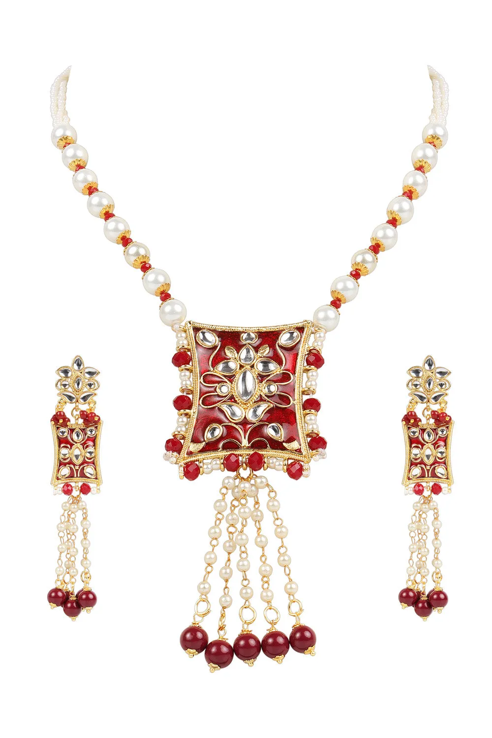 Alloy Necklace Set in Red