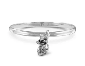 Anatomical Heart Bangle - Silver