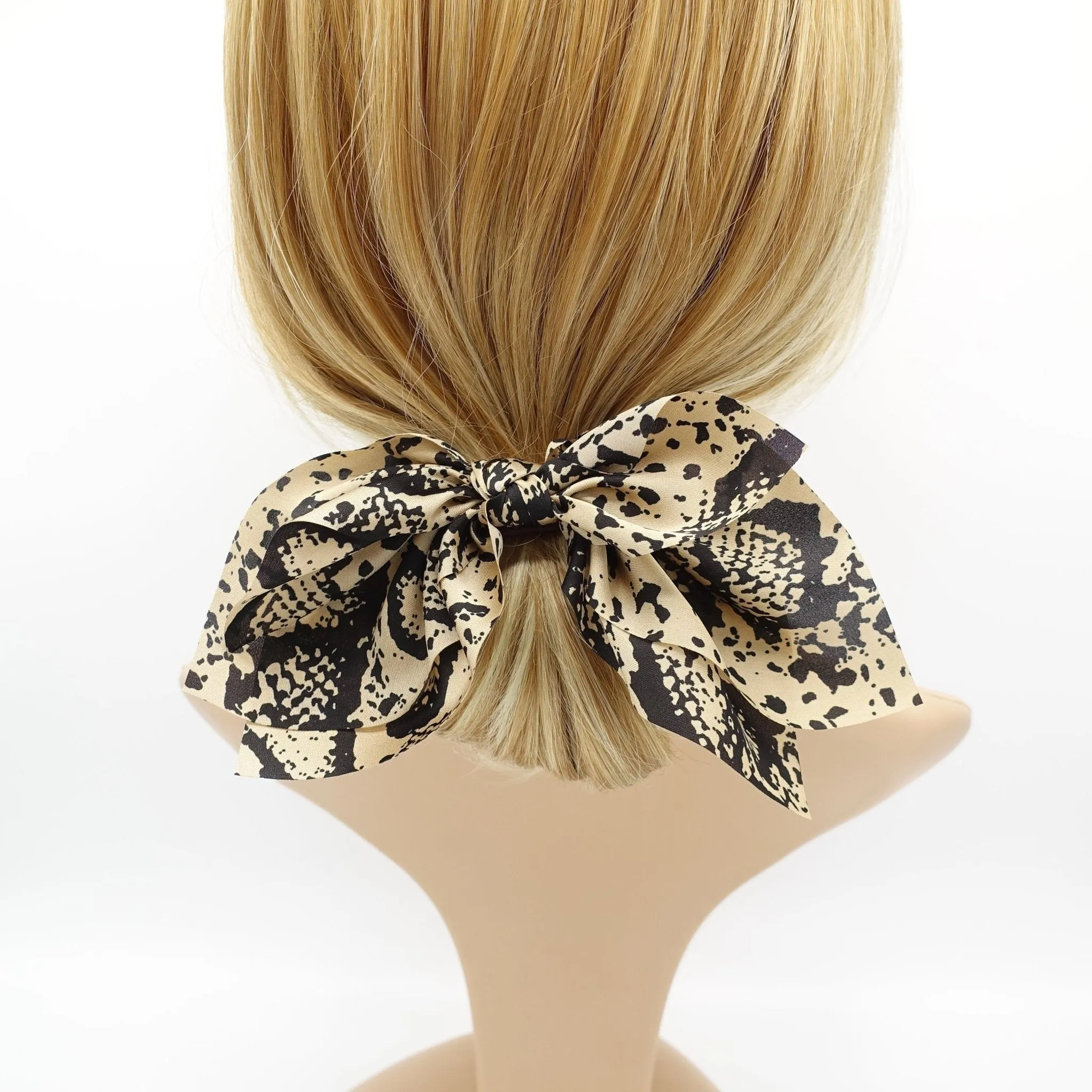 animal print chiffon bow knot hair elastic women leopard python print ponytail holder