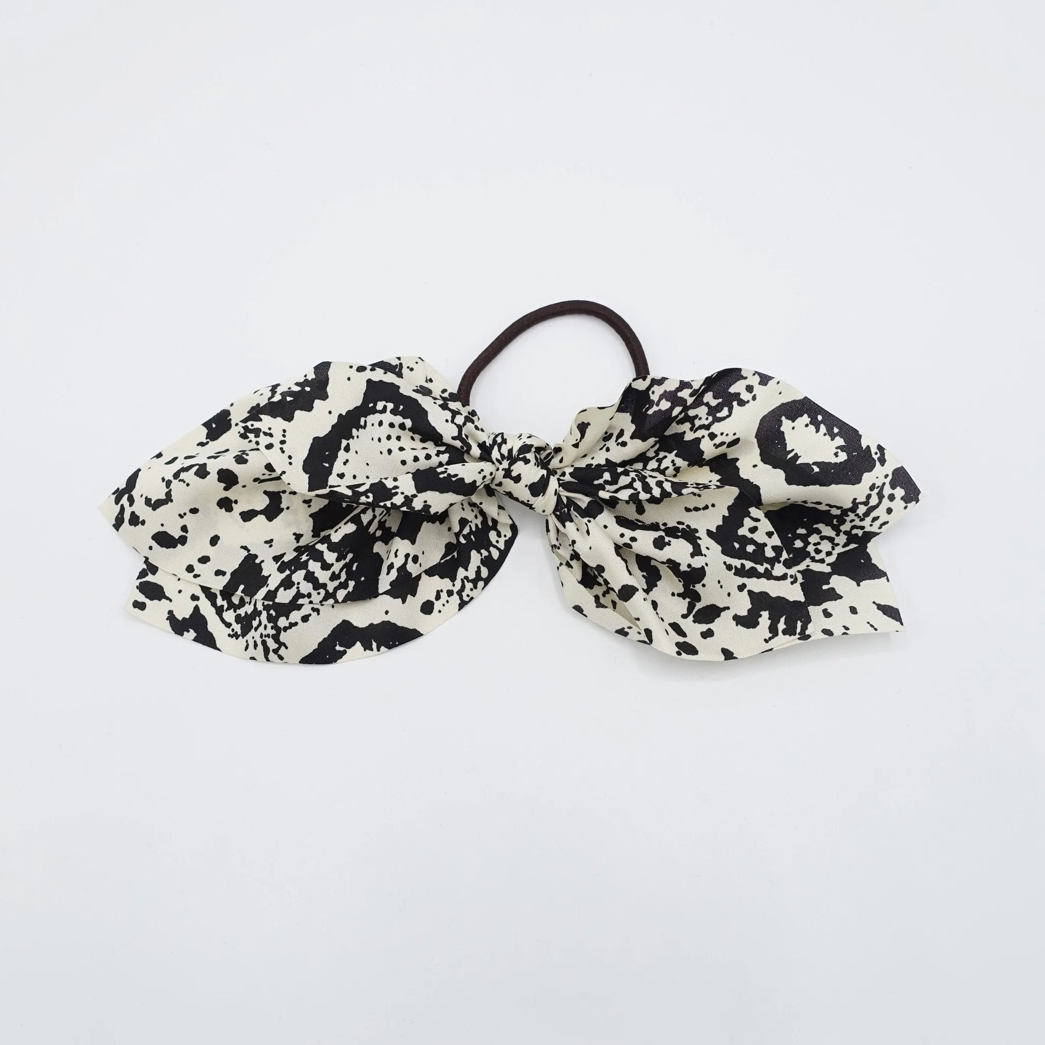 animal print chiffon bow knot hair elastic women leopard python print ponytail holder