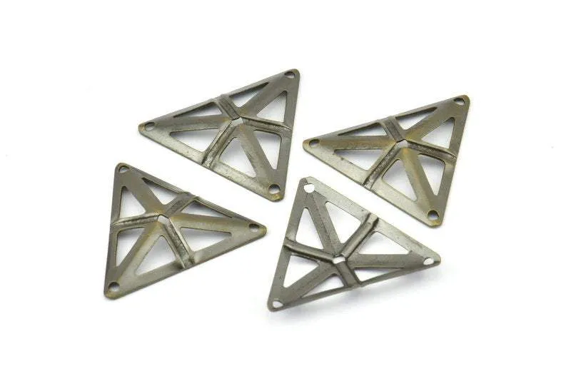 Antique Bronze Triangle, 50 Antique Bronze Triangle Findings with 4 Holes (22x25mm) Pen 3003 K103