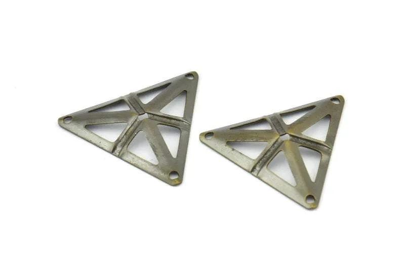 Antique Bronze Triangle, 50 Antique Bronze Triangle Findings with 4 Holes (22x25mm) Pen 3003 K103