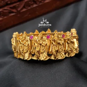 Antique Gold Openable Radha Krishna Bangle Bracelet