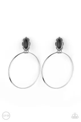 At Long LASSO Black Clip-On Earrings