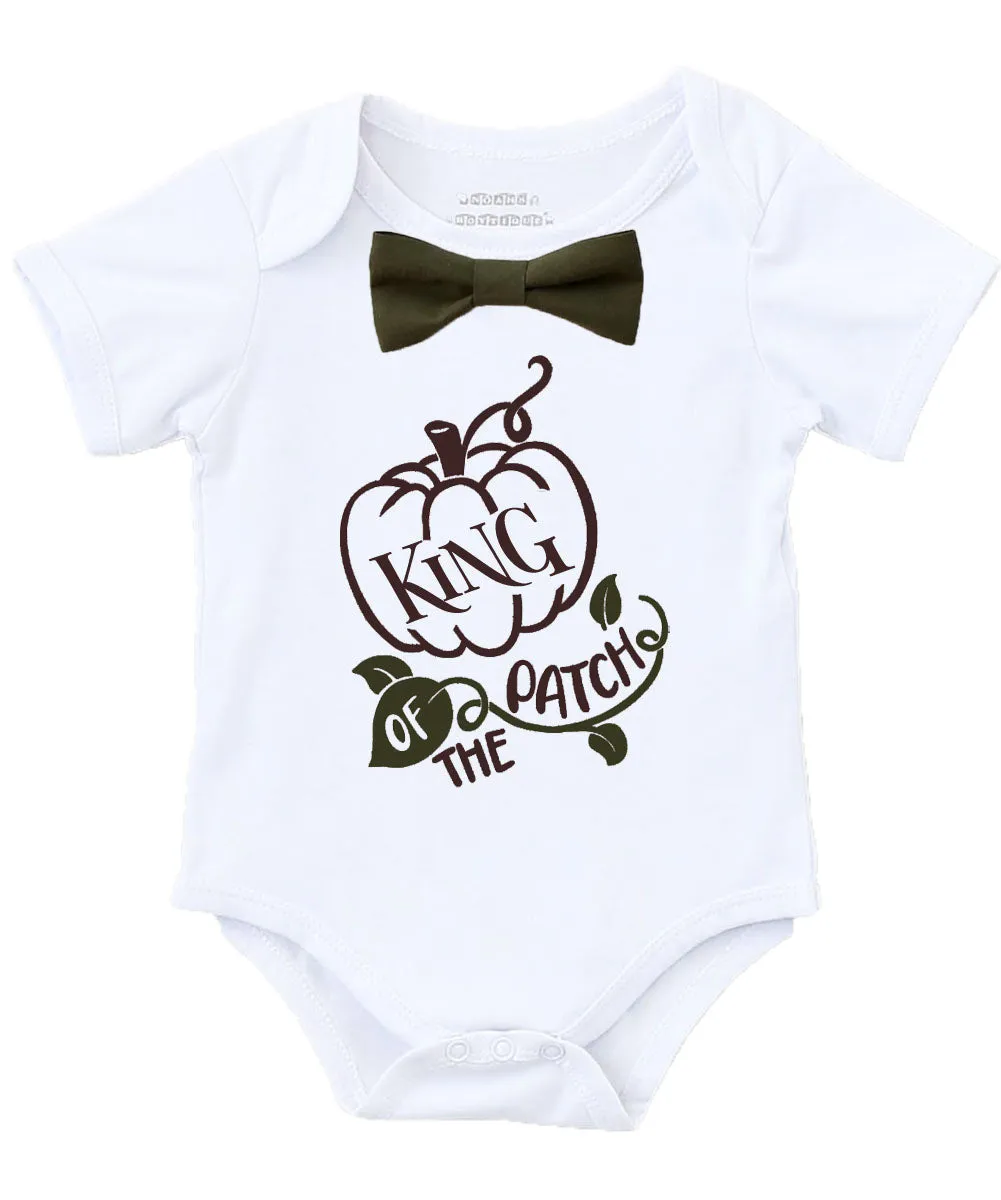 Baby Boy Fall Shirt with Saying and Olive Green Bow Tie