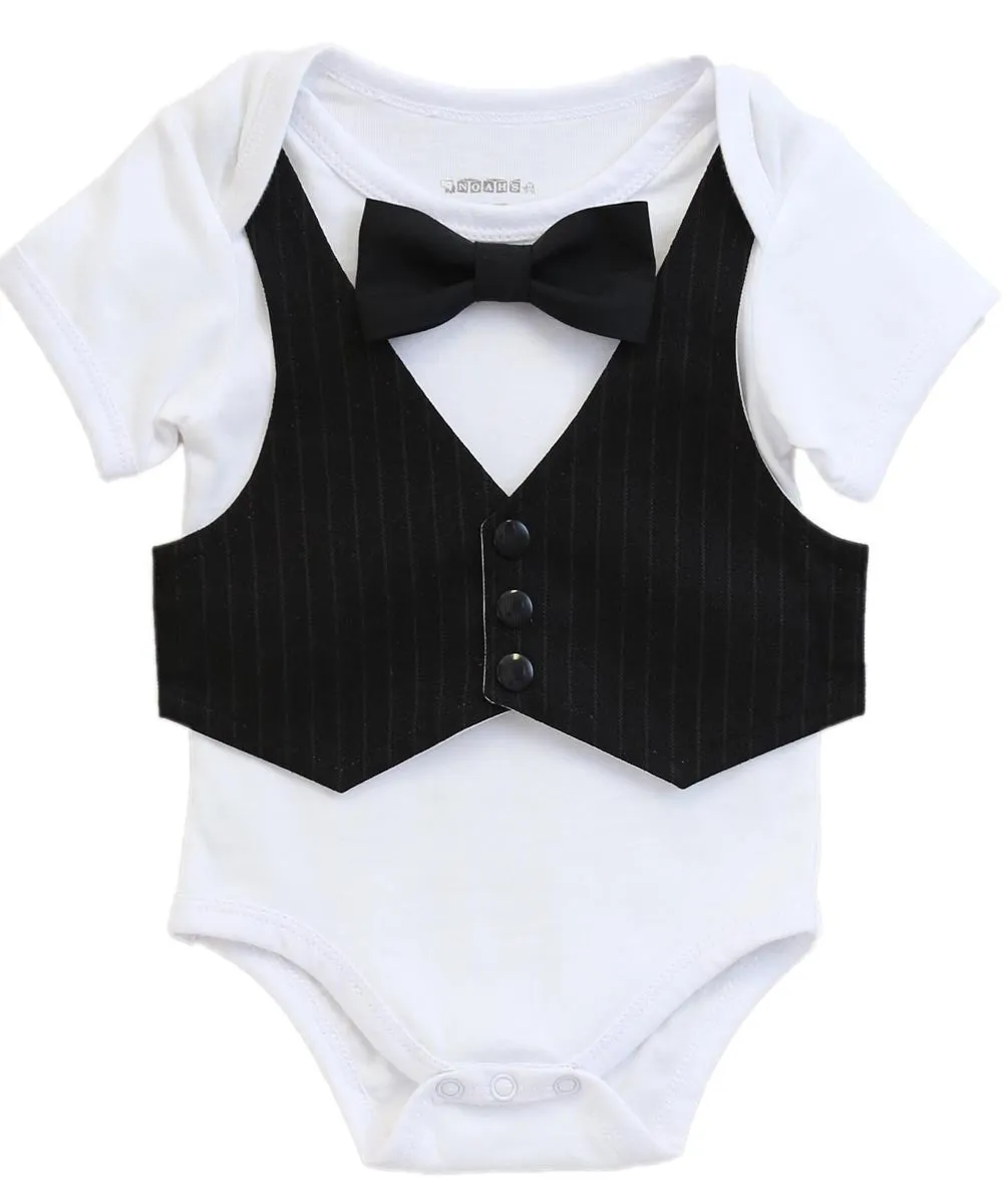 Baby Boy Vest Bow Tie Outfit Black Vest Red Bow Tie