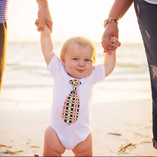 Baby Ties - Plaid Tie - Cross Tie - 4th of July - Neon Tie - Boy Tie Outfit - Tie Bodysuit - Newborn Tie - Snap On Tie - Cute Baby Ties