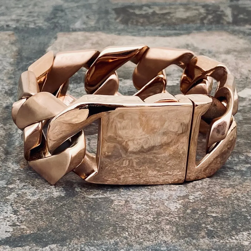 Bagger Bracelet - 2 Tone Brushed Rose Gold/Polished Rose Gold - 1.25 Wide - The Classic - B14