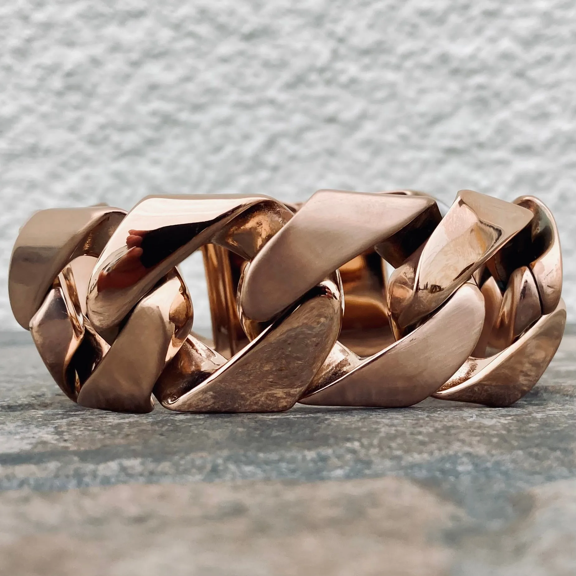 Bagger Bracelet - 2 Tone Brushed Rose Gold/Polished Rose Gold - 1.25 Wide - The Classic - B14