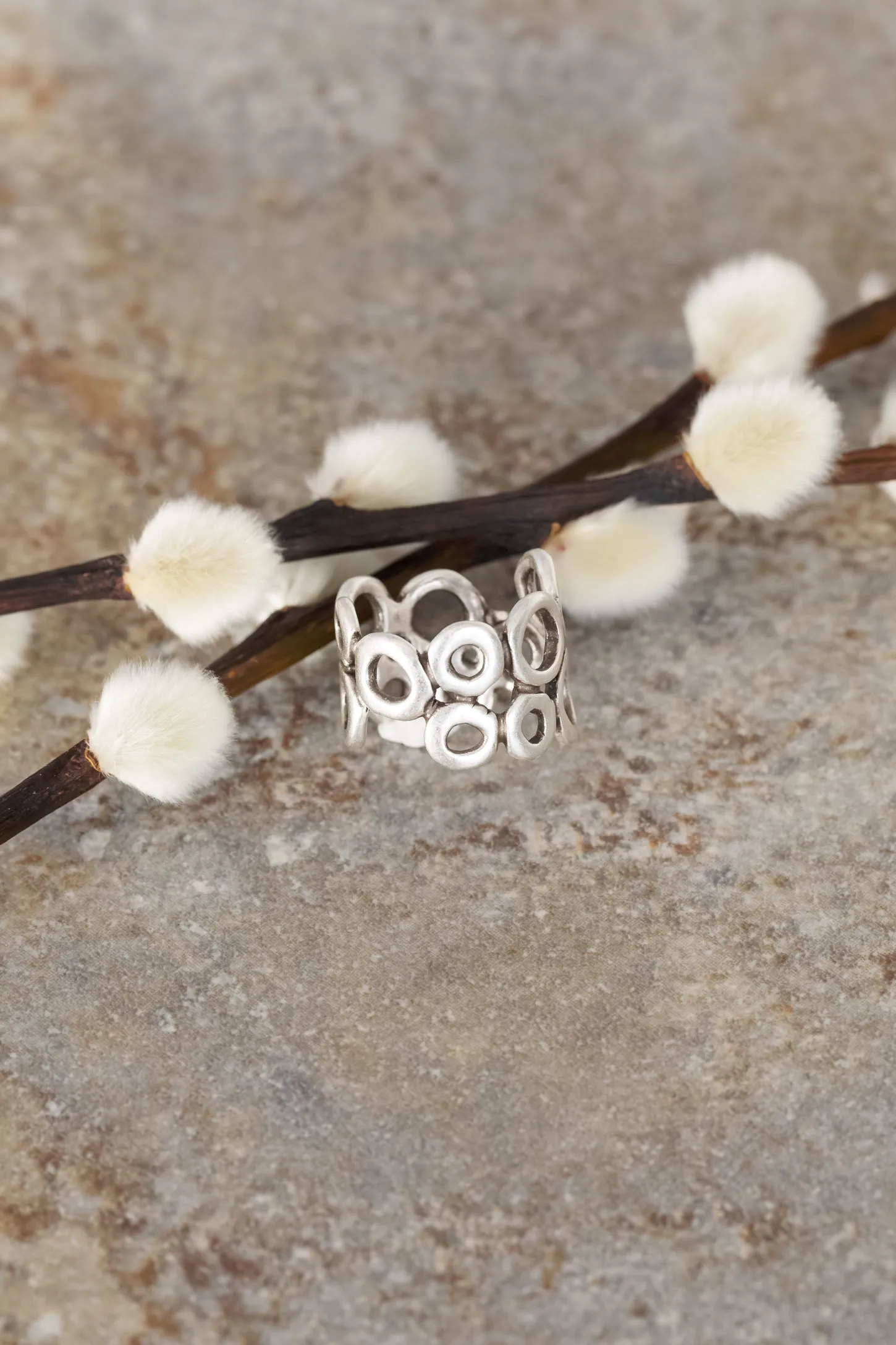 Band of Bubbles Adjustable Zamak Ring