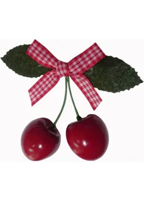 Banned Lagoon Cherry Hair Clip Gingham Red