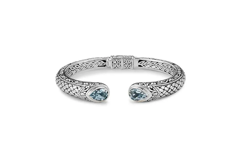 Basketweave Bangle- Blue Topaz