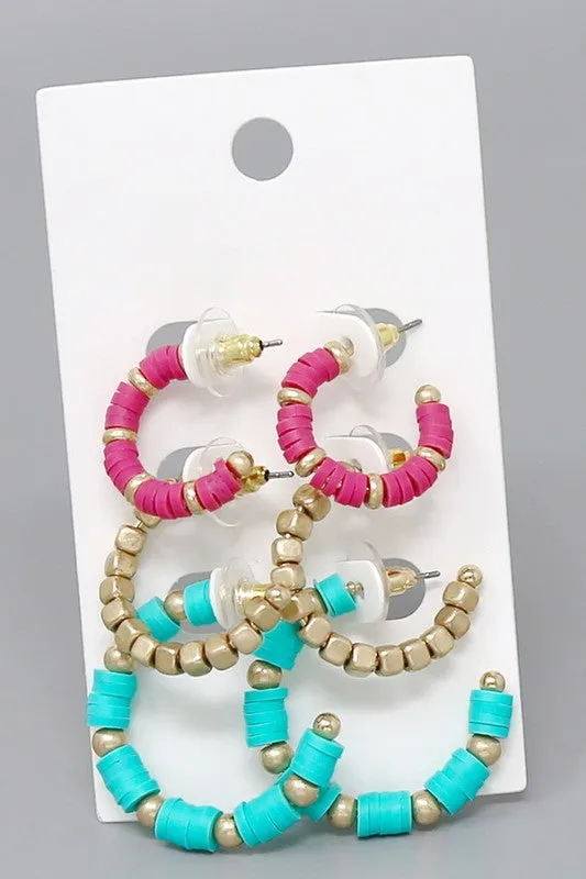 Beaded Hoop Earring Set