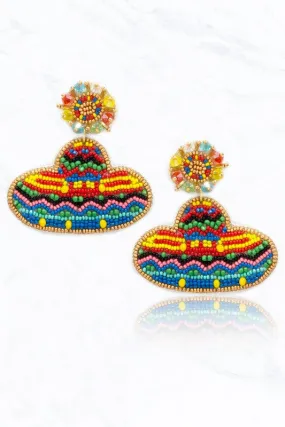 Beaded Sombrero Cinco De Mayo Earrings