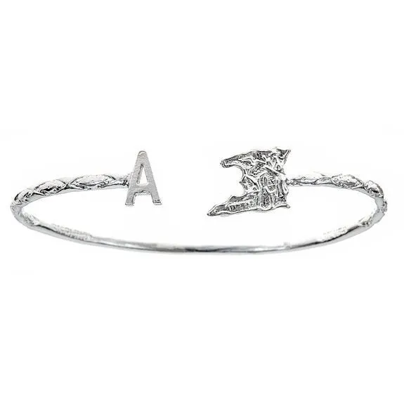 Better Jewelry Personalized Letter   Map of Trinidad West Indian Bangle .925 Sterling Silver