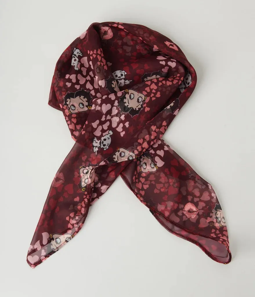 Betty Boop Burgundy Heart Hair Scarf