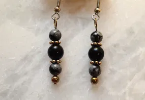 Black Onyx and Snowflake Obsidian Earrings