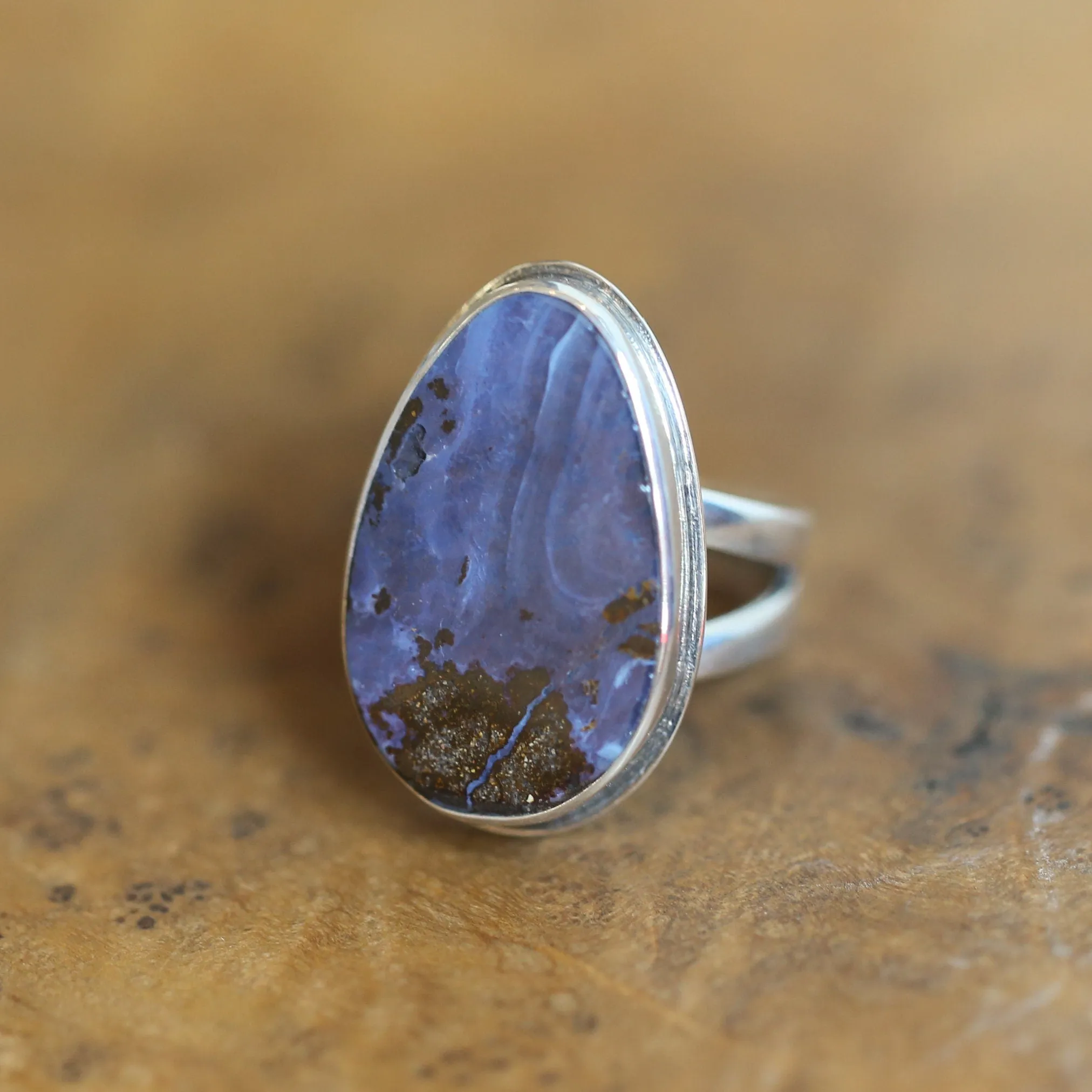 Boulder Opal Ring - Silver Opal Statement Ring - OOAK - .925 Sterling Silver