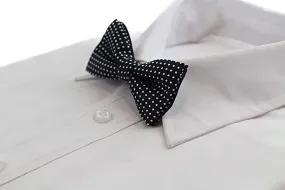 Boys Black Bow Tie With White Polka Dots