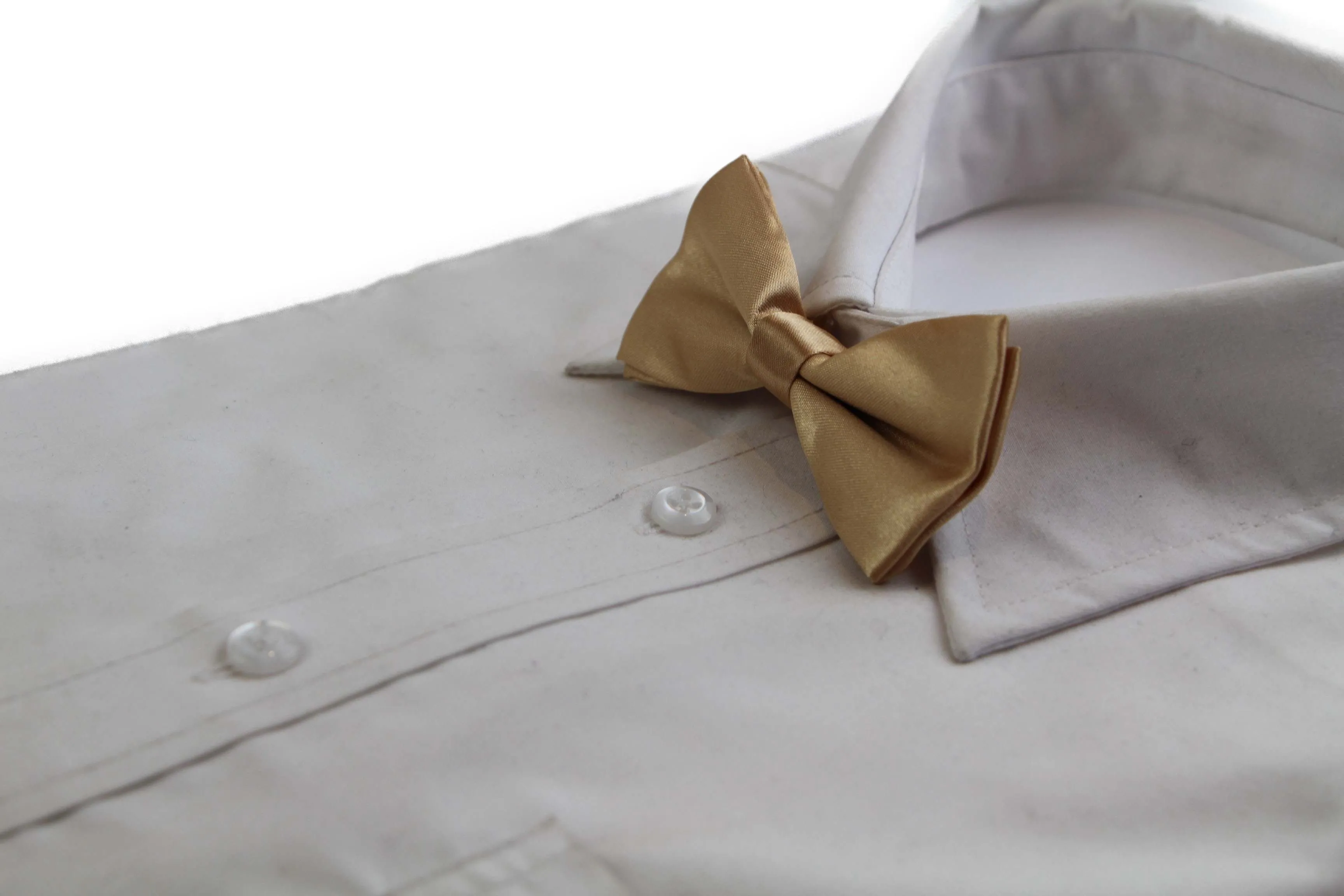 Boys Gold Plain Bow Tie