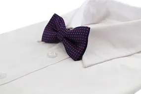 Boys Navy And Hot Pink Polka Dot Pattern Bow Tie