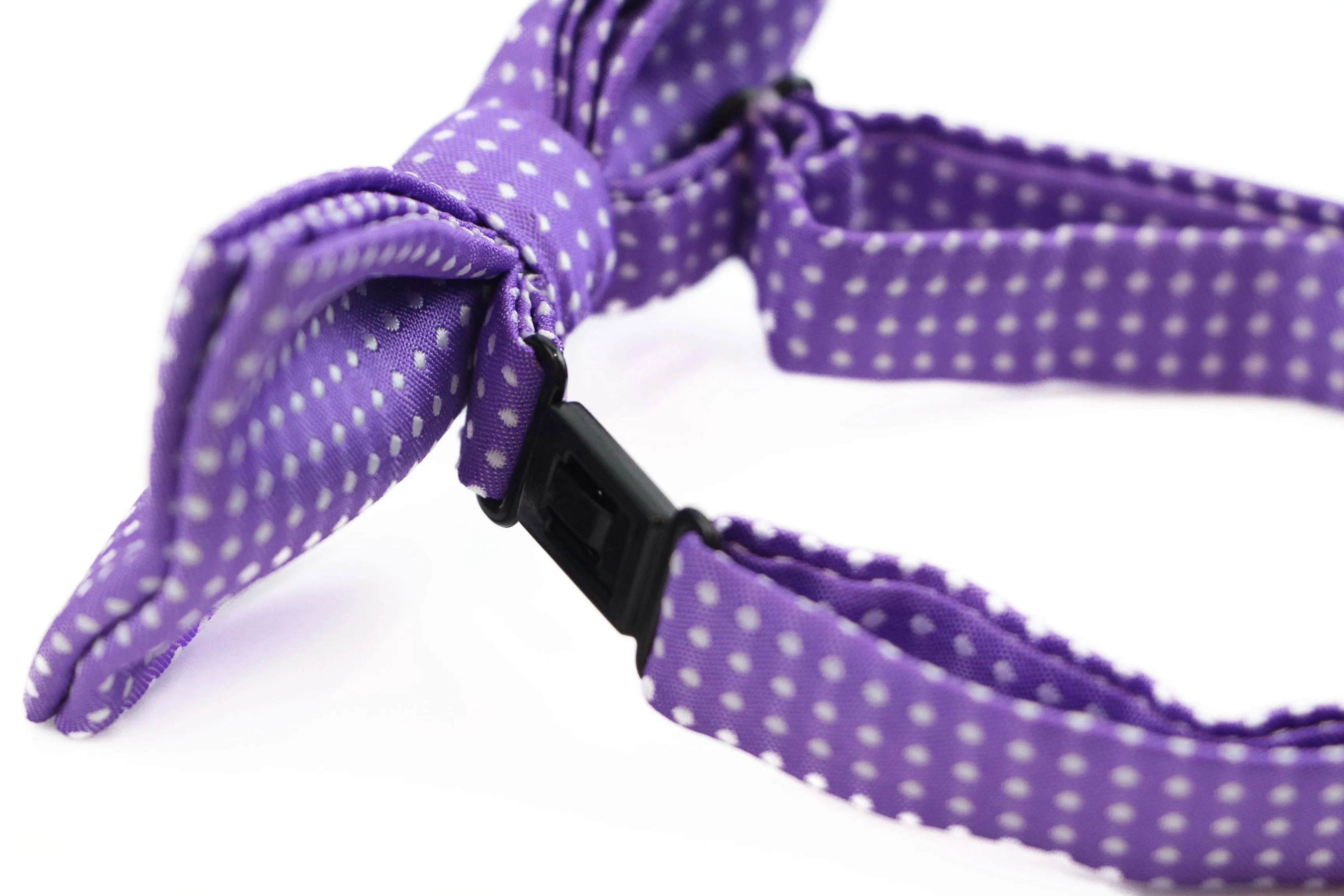 Boys Purple Bow Tie With White Polka Dots