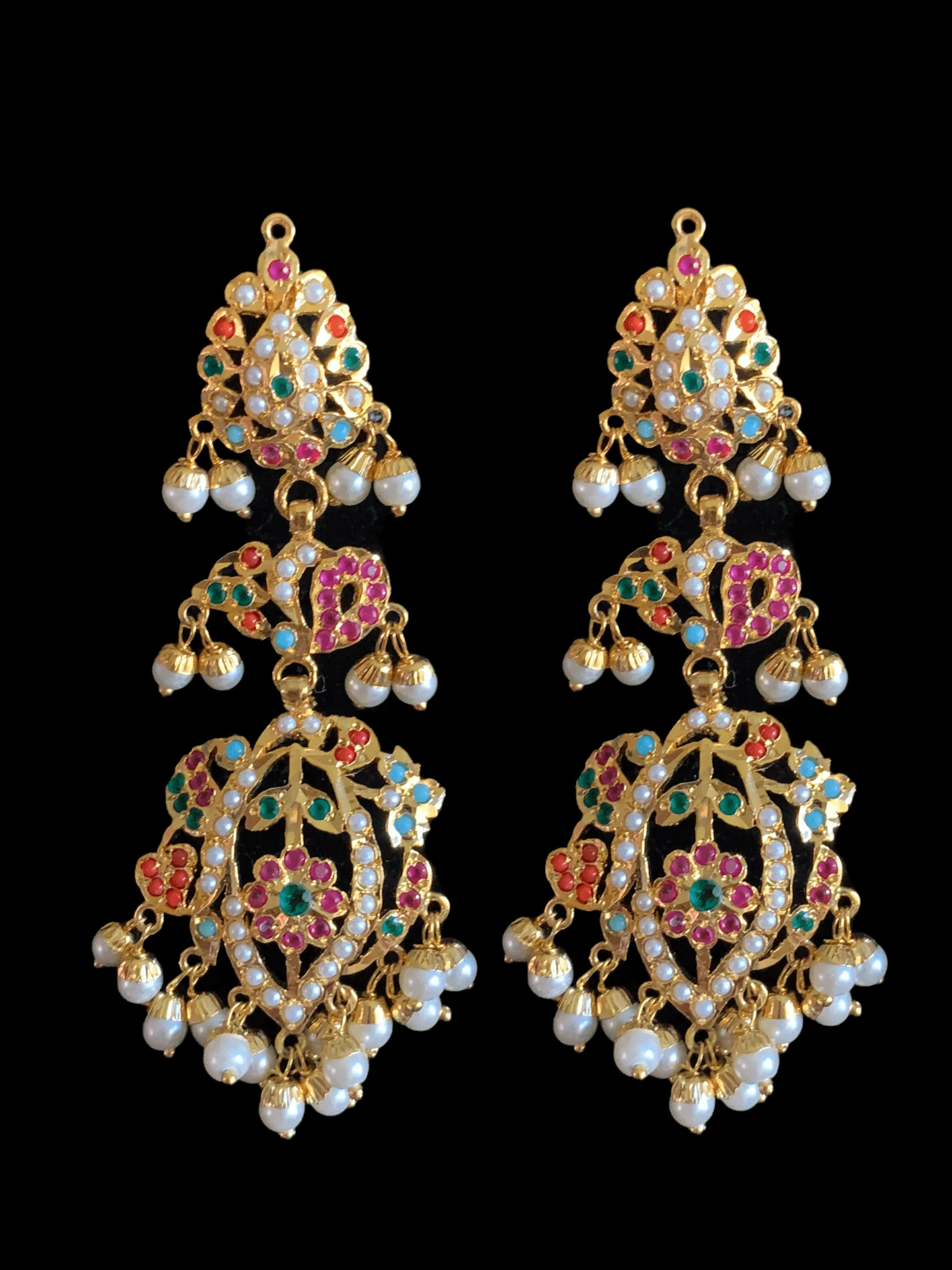 BR74  Nayaab pearl jadau necklace - navratan ( SHIPS IN 4 WEEKS )