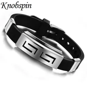 Bracelet men Black silicone Stainless steel men Jewelry