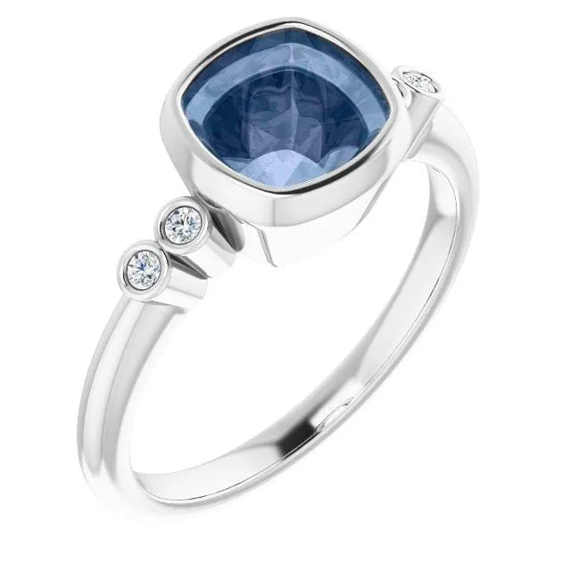 Brooklynn - Bezel Set Accented Engagement Ring with Side Stones - Setting only