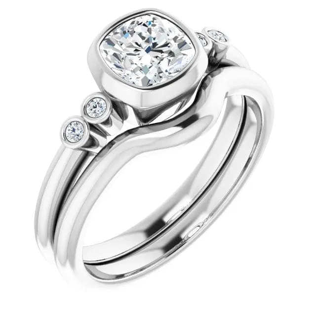 Brooklynn - Bezel Set Accented Engagement Ring with Side Stones - Setting only