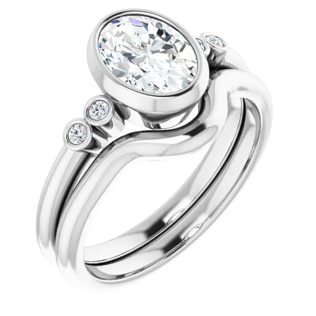 Brooklynn - Bezel Set Accented Engagement Ring with Side Stones - Setting only