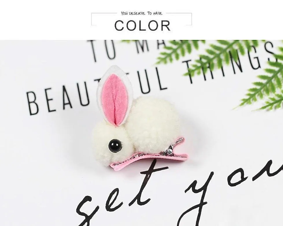 Bunny Rabbit Fluff Ball Hair Clip/Barrette