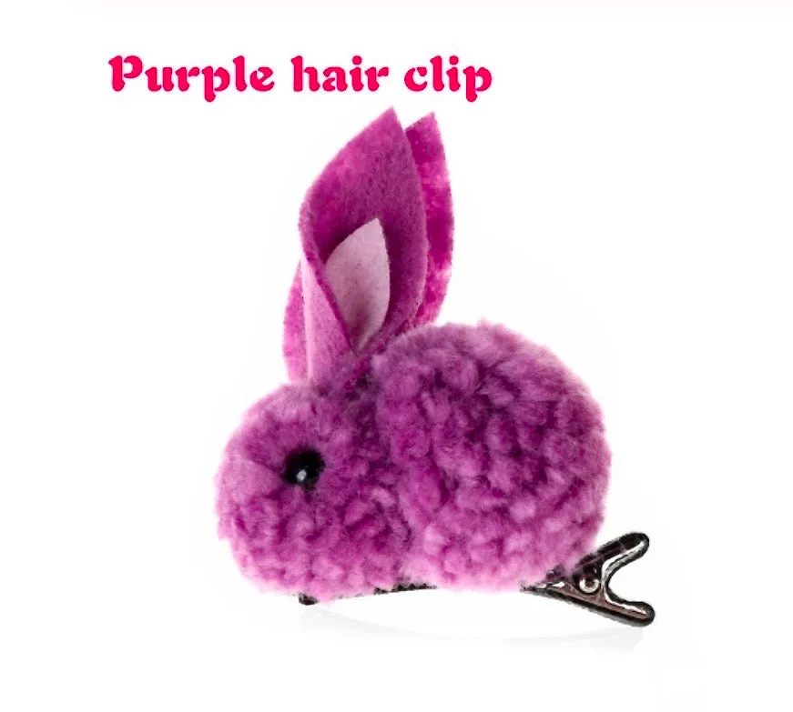 Bunny Rabbit Fluff Ball Hair Clip/Barrette