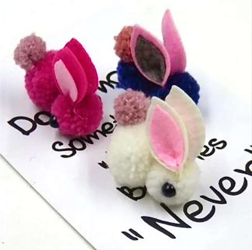 Bunny Rabbit Fluff Ball Hair Clip/Barrette