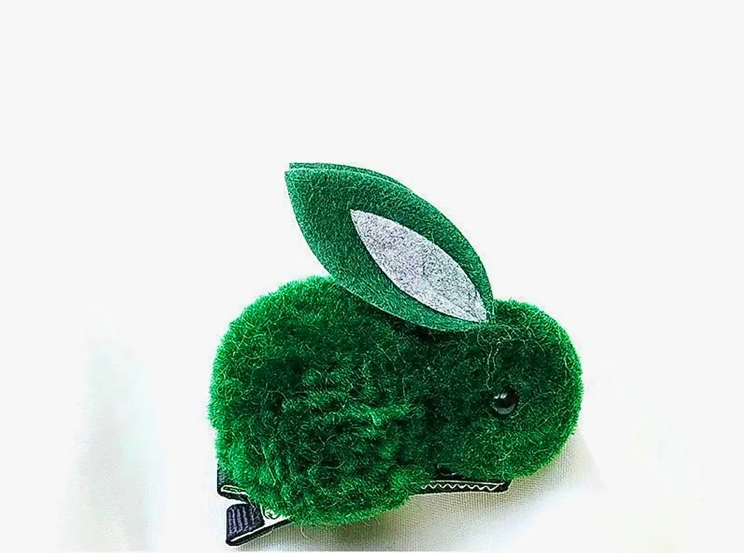 Bunny Rabbit Fluff Ball Hair Clip/Barrette