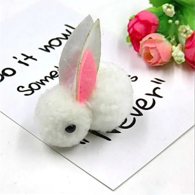 Bunny Rabbit Fluff Ball Hair Clip/Barrette