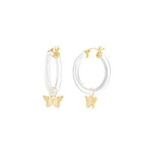 Butterfly Charm Lucite Hoop Earrings