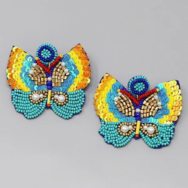 Butterfly Seed Beaded Earrings