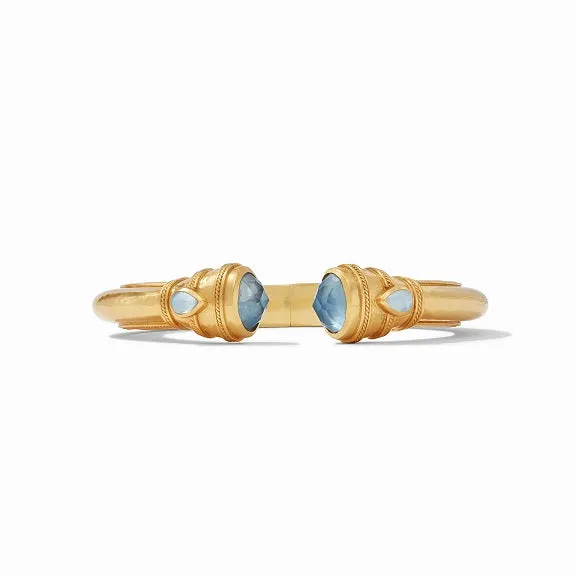 Cannes Gold Demi Cuff with Iridescent Chalcedony Blue Stones