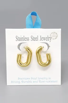 Chunky Stainless Steel Oval Hoop Earring