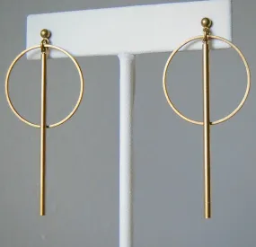 Circle and Bar Gold Earrings