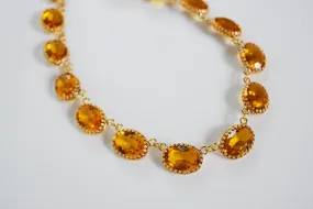 Citrine Swarovski Crystal Collet Necklace - Large Oval