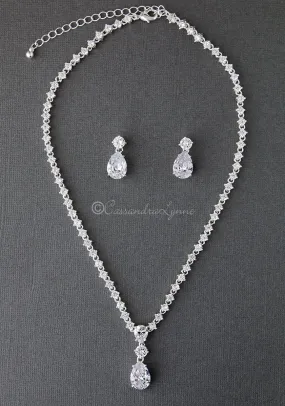 Classic Teardrop Wedding Necklace Jewelry Set