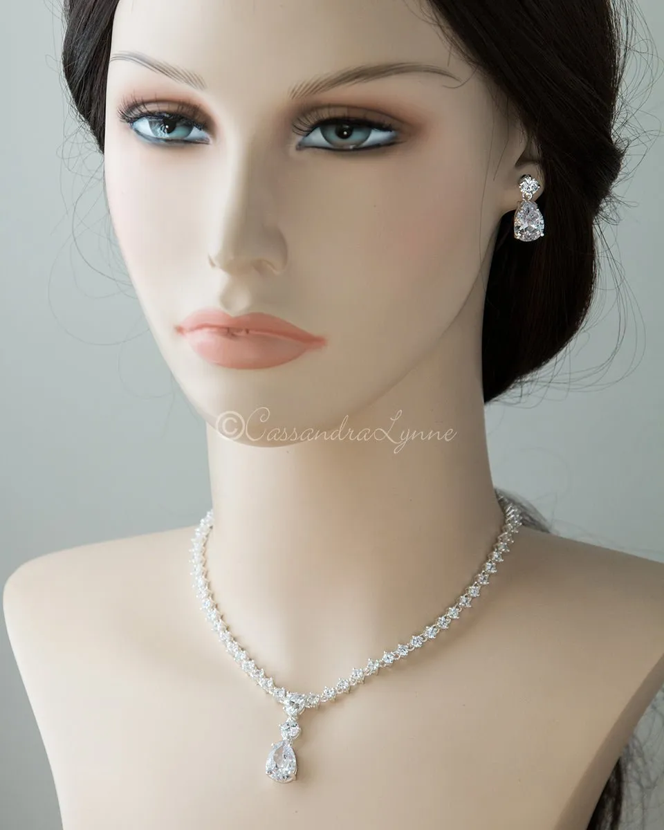 Classic Teardrop Wedding Necklace Jewelry Set