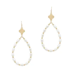 Clover Pearl Teardrop Earring