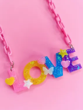 COLORFUL LOVE NECKLACE - CHUNKY PINK CHAIN