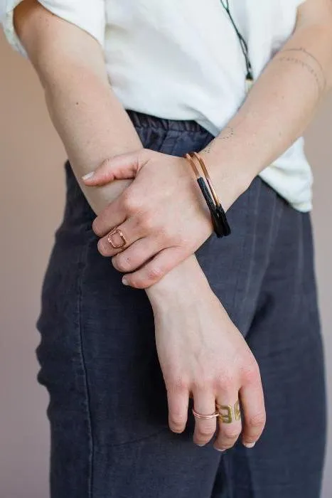 Copper Leather Bangle