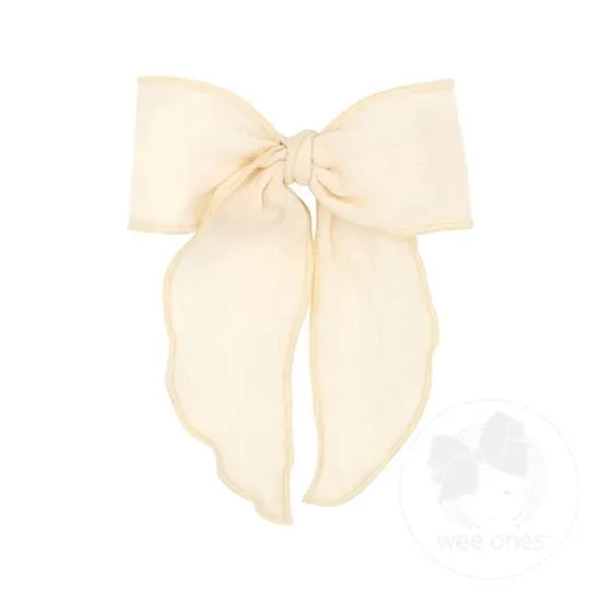 Cotton Gauze Bowtie with Twisted Wrap and Whimsy Tails | Antique White