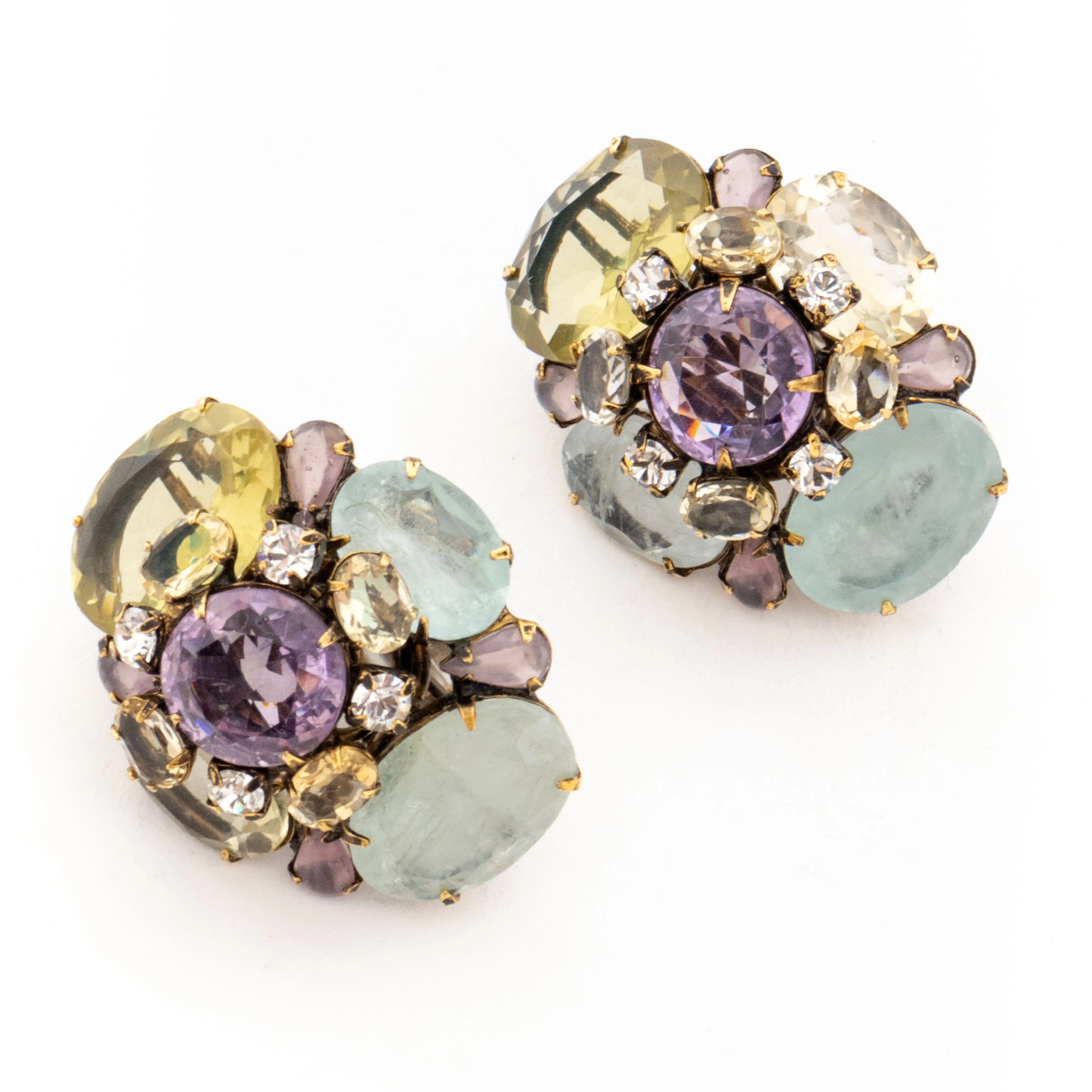 Crystal and Gemstone Clip On Earrings