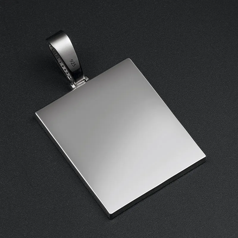 Custom 18K Gold Square Photo Pendant Necklace